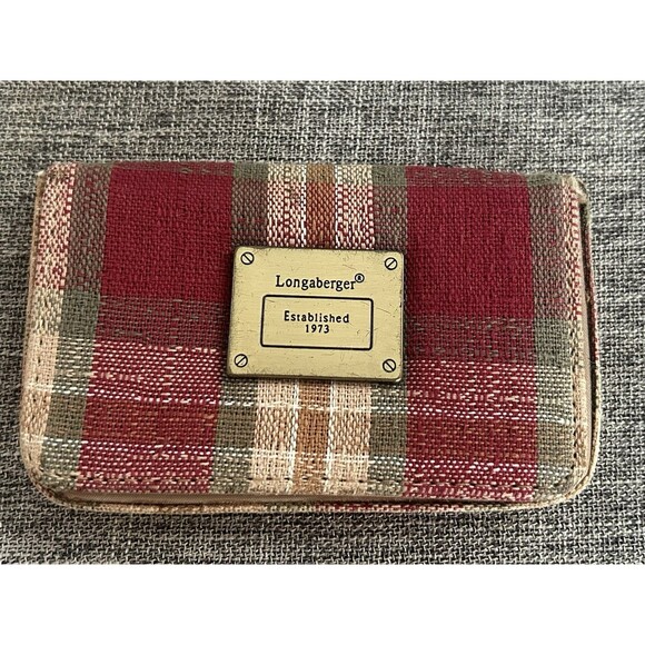 Longaberger Business Card Holder In Orchard Park Plaid Magnetic Close 4x6 - Picture 1 of 5